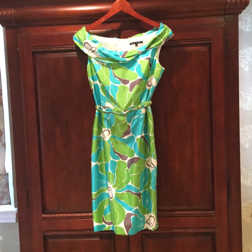 David Meister Blue/Green Summer Dress